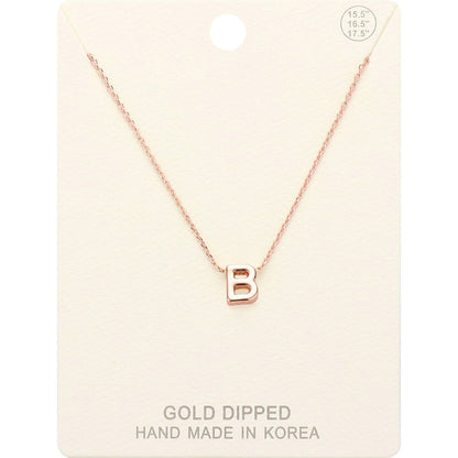 -B- Gold Dipped Initial Monogram Metal Pendant Necklace
