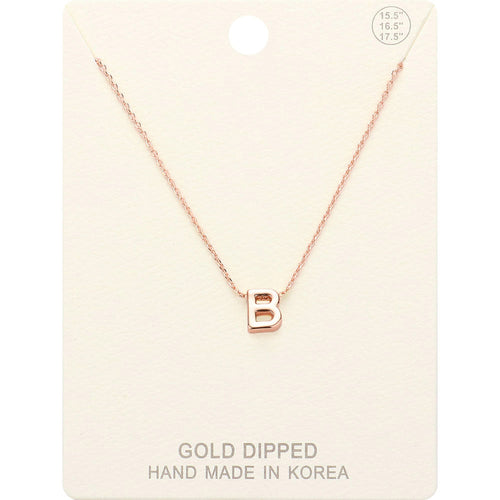 -B- Gold Dipped Initial Monogram Metal Pendant Necklace